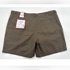 Stanley Blecker Men's Shorts 48 Brown Pleated Linen Cotton Golf Travel 7 in NEW